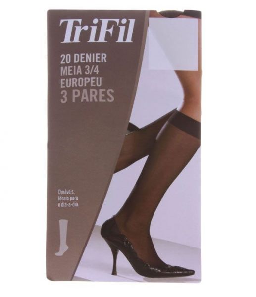 KIT 3 PARES DE MEIA 3/4 EUROPEU FIO 20