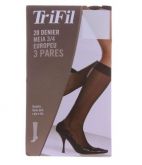 KIT 3 PARES DE MEIA 3/4 EUROPEU FIO 20