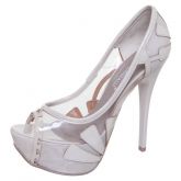 Peep toe meia pata branco transparente